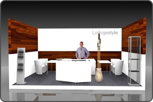 Messestand im Loungestil dunkel